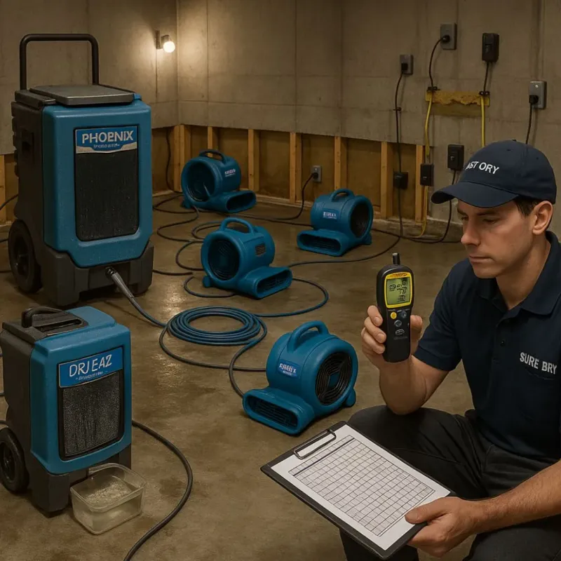 Structural Drying and Dehumidification process in Raymondville, TX